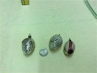 3 Vintage Glass Figural Christmas Tree Ornaments