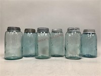 Blue Glass Mason Jars with Sloped Shoulders