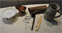 Pipe, Straight Razor, Scissors, Etc