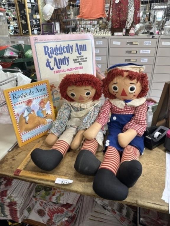 Vintage Raggedy Ann and Andy large size dolls