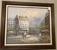 Paris Scene O/C - signed Burney