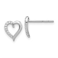 14k- White Gold Diamond Heart Earrings