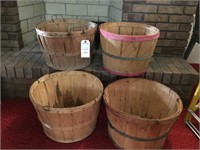 4 wooden bushel baskets (17" diameter)