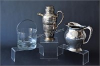 Sweden Ice Bucket, Silver Plate Pitcher & Shaker