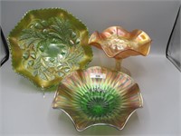 3 pcs Northwood carnival glass as shown