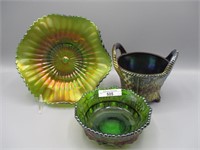3 pcs Northwood carnival glass as shown