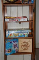 Card Table, 2 Wooden Book Cases w/Games to