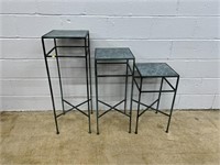 (3) Tile Top Graduated Plant Stands