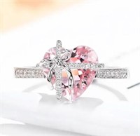 Zircon Diamonds Sweetheart Pink stone w bow 6