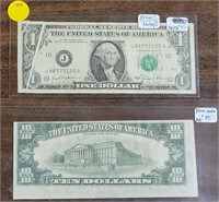 1981 U.S. $1 & $10 ERROR NOTES
