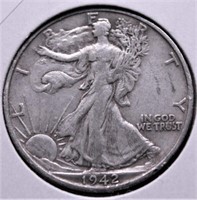 1942 S WALKING HALF DOLLAR XF