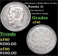 1898 Russia 1 Ruble Silver Y# 59.1 Grades xf