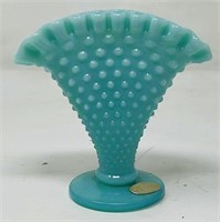 Fenton Pastel Blue Hobnail Fan Vase