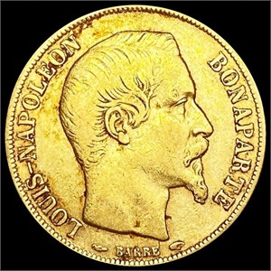 1852-A France .1867oz Gold 20 Francs CLOSELY
