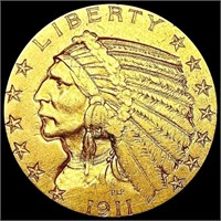 1911-S $5 Gold Half Eagle CLOSELY UNCIRCULATED