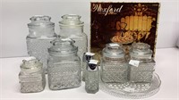 Glass canister set, 6 pcs, matching s&p, serving