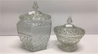 Glass footed compote and cookie jar with lids