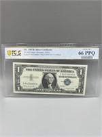 1957-B PCGS $1 GEM UNC 66 PPQ Silver Certificate