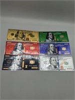 6 Different New Style 24K Foil $100 Bill Gold to S