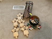 5 Wooden Angels, Wooden Sled, Christmas
