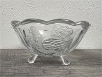 Vintage HOFBAUER 3-Footed Crystal Pedestal Bowl