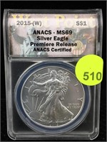 2015-W ANACS MS-69 American Silver Eagle