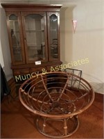 China Hutch and Wicker Style Chair