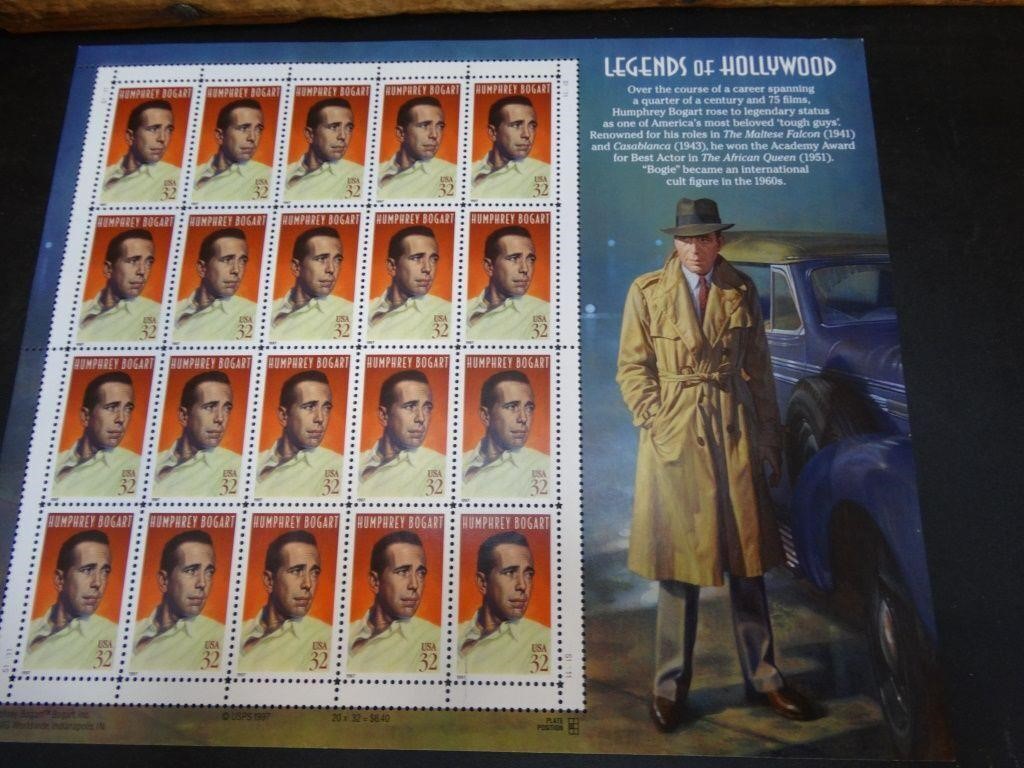 Humphrey Bogart Unused 32 Cents Unused U.S. Stamps