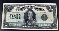 1923 $1 Dominion Of Canada Currency