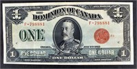 1923 $1 Dominion Of Canada Currency Red Seal