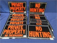 16 "no hunting & tresspassing" tin signs