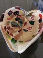 Glass heart shaped dish, Artisan handmade &
