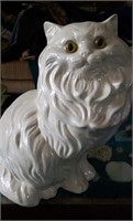 Ceramic cat,  white, mother of pearl, Hobbyist