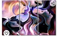 Abstract Canvas Wall Art Black Purple Face