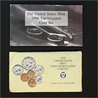 US Coins 2 - Mint Sets 1990, 1996 with W dime