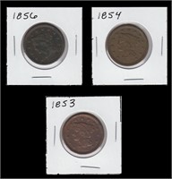 US Coins 3 - Large Cents 1853, 1854, 1856