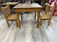 Childs wood table with 2 chairs