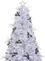 6ft White Christmas Tree with Blue Lights