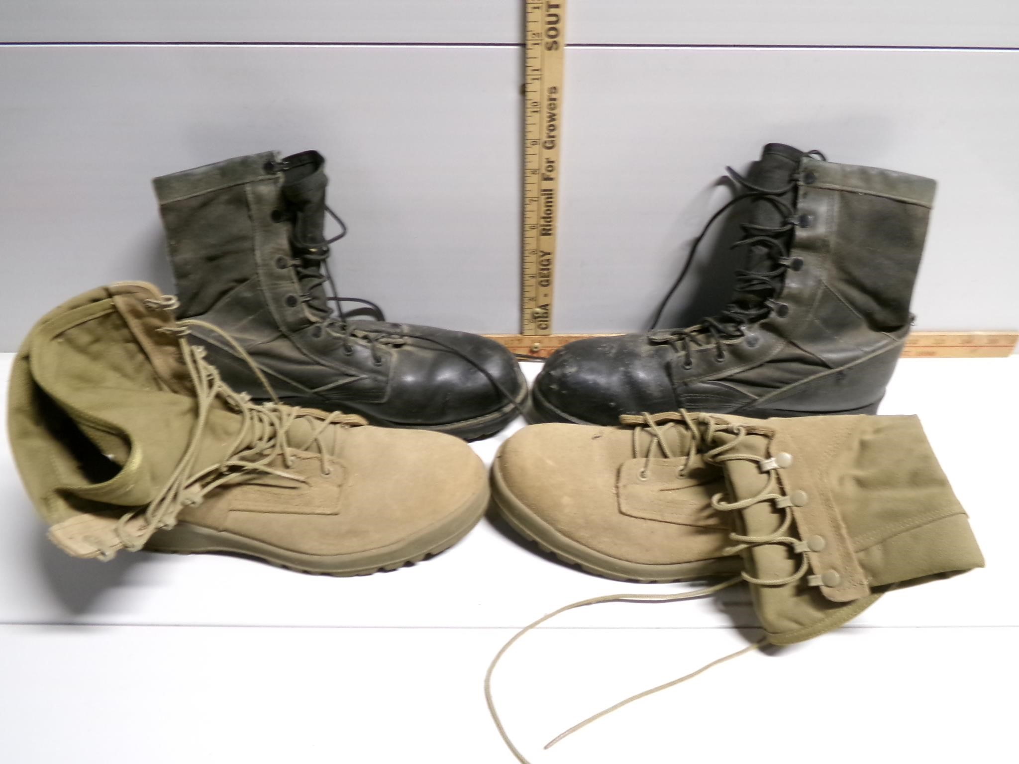 2 pair Belleville military boots, tan 9R,
