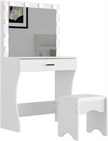 Vanity Desk with Mirror and Adjustable Lights