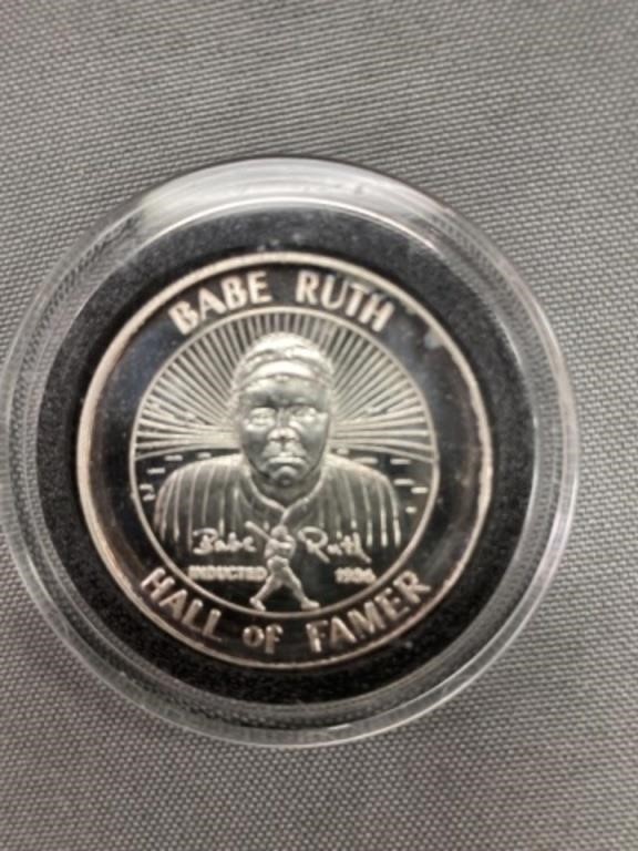 Babe Ruth One Troy Ounce Silver Coin