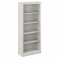 Wide Linen White Oak 5 Shelf Standard Bookcase