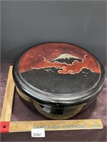 Round Asian box, lid has repair see last photo
