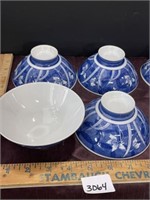 (5) Asian blue white bowls