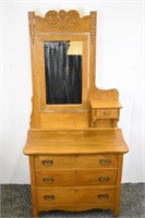 OAK 3 DRAWER DRESSER WITH MIRROR