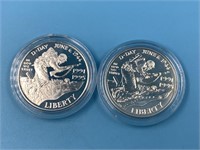 2 1993 D-day silver dollars, D & W mint marks