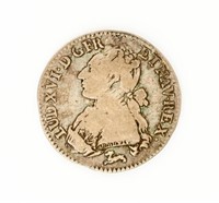 Coin 1784 France 44 SOLS 1/2 ECU. Silver in VG