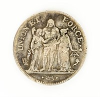 Coin 1795-1796  France 5 Franc Silver in Fine