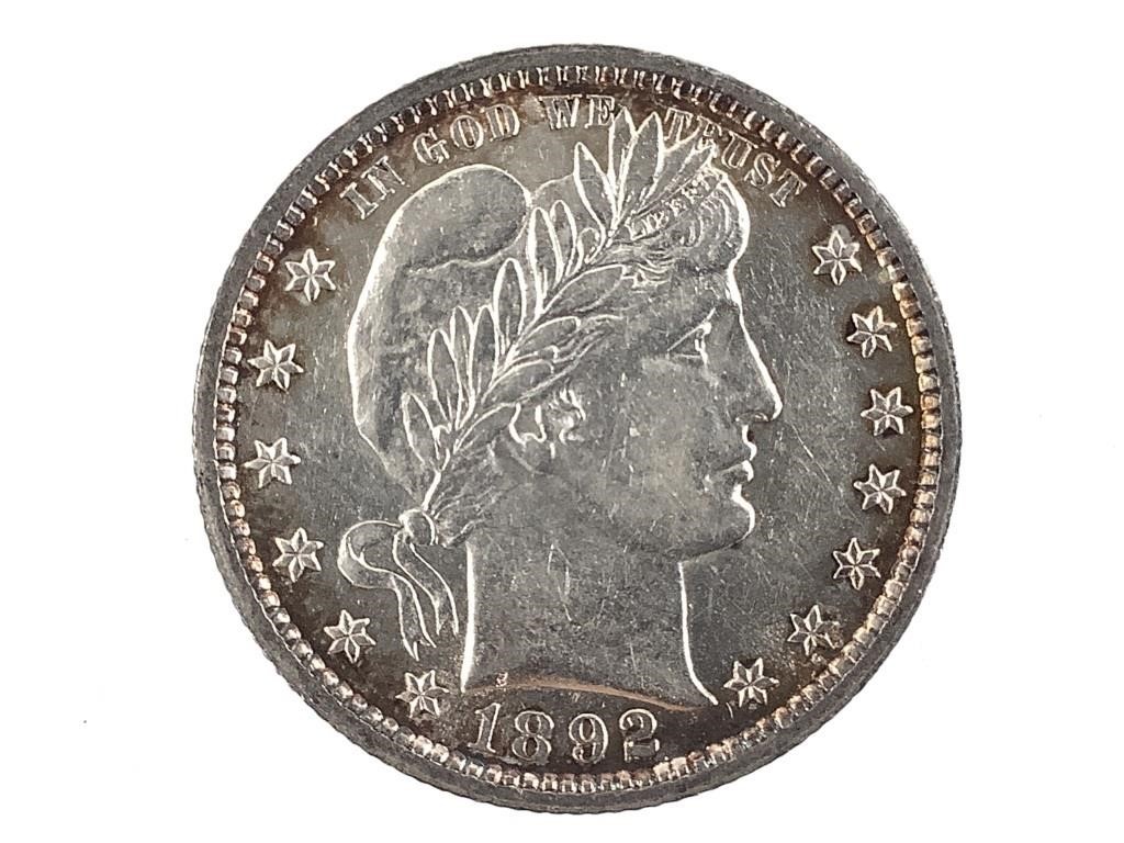 1892 Barber Quarter, First Year Issue
