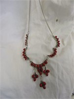 STERLING AND CORAL NECKLACE 18"